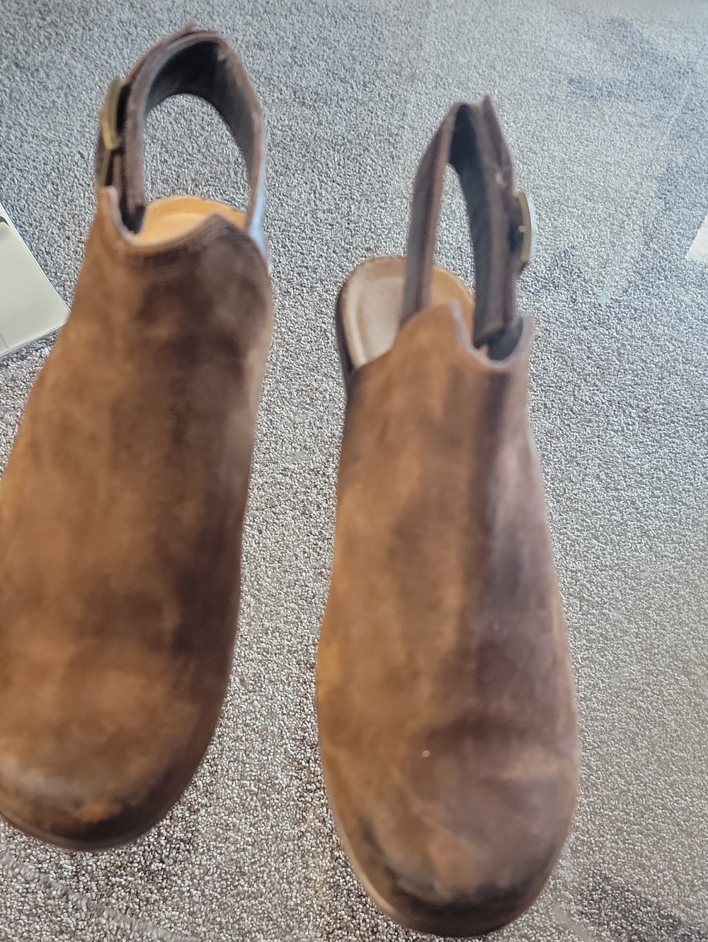 Naot Brown Suede Slingback Clog Mules